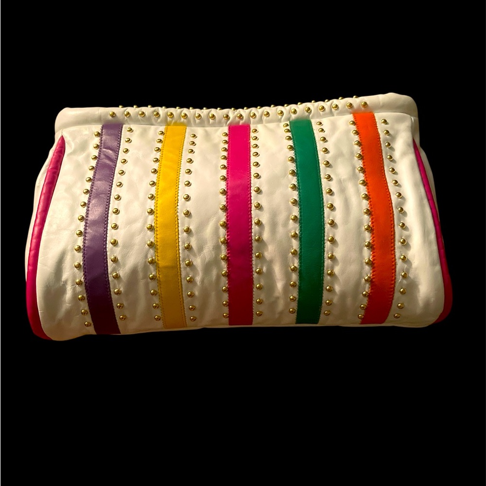 Vintage Noble Handbag INC. 100% leatherMulticolor Gold Studded Women's Clutch